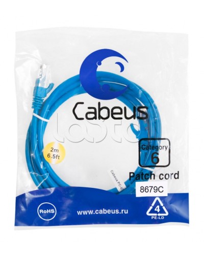 Патч-корд U/UTP Cabeus PC-UTP-RJ45-Cat.6-2m-BL-LSZH в Ессентуках Патчкорды (медные) Pintop.ru