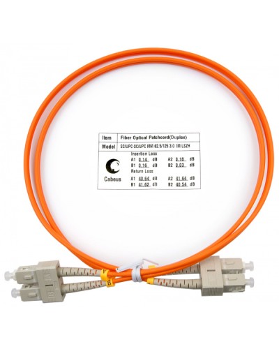 Шнур оптический duplex SC-SC 62,5/125 mm 1м LSZH Cabeus FOP-62-SC-SC-1m в Ессентуках Патч-корды оптические Pintop.ru