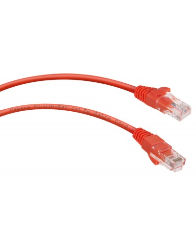 Патч-корд UTP, категория 5e, 1 м, неэкранированный, красный Cabeus PC-UTP-RJ45-Cat.5e-1m-RD в Ессентуках Патчкорды (медные) Pintop.ru