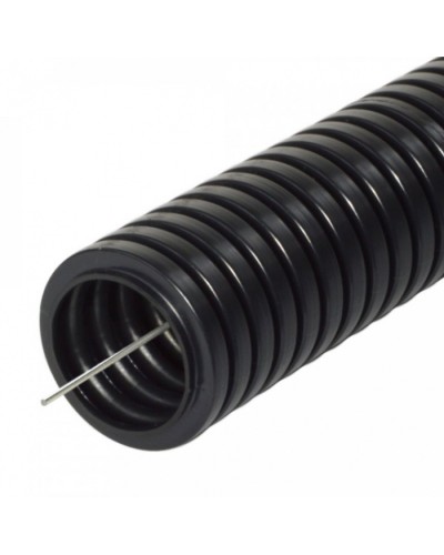 Труба гофрированная ПА безгалогенная (HF) стойкая к ультрафиолету черная с/з д25 (25м/уп) Промрукав (PR02.0262) в Ессентуках Труба гофрированная Pintop.ru