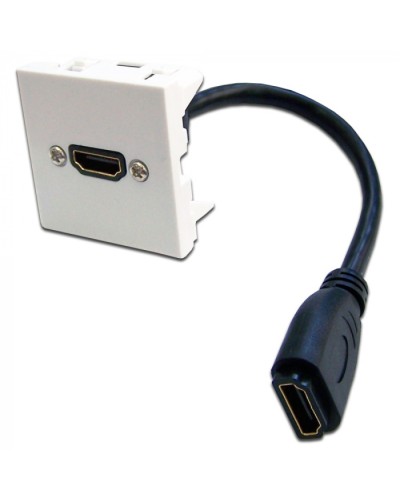 Вставка Mosaic 45x45 с адаптером HDMI с удлинителем, мама-мама, белая LANMASTER (LAN-SIP-23HDMI-WH) в Ессентуках Проходные адаптеры и розетки оптические Pintop.ru