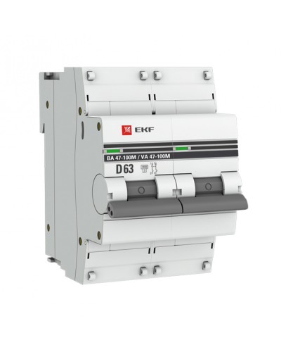 Автоматический выключатель 2P 63А (D) 10kA ВА 47-100M без теплового расцепителя EKF (mcb47100m-2-63D-pro) в Ессентуках Электротехническое оборудование Pintop.ru