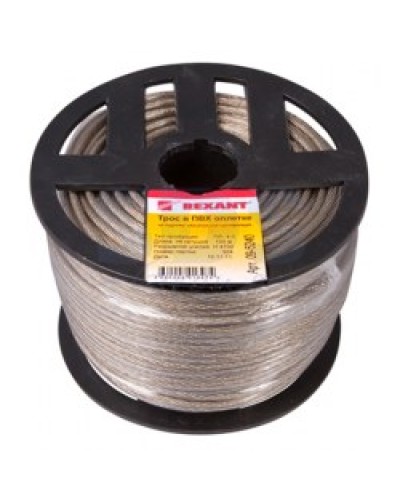 Трос стальной в ПВХ изоляции d4 мм (100 м) REXANT 09-5240 в Ессентуках Крепежные изделия Pintop.ru