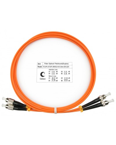 Шнур оптический duplex FC-ST 62,5/125 mm 2м LSZH Cabeus FOP-62-FC-ST-2m в Ессентуках Патч-корды оптические Pintop.ru