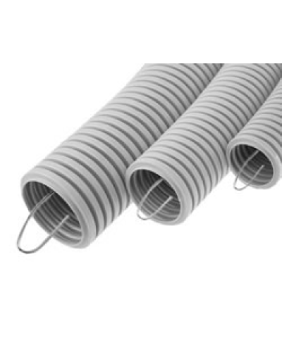 Труба HFFR гофрир. тяжелая, с зондом, без галогена, ППЛ 16мм Экопласт (21116HFR-W) в Ессентуках Труба гофрированная Pintop.ru