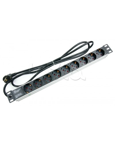 Блок на 9 розеток EU горизонтальный для 19 шкафов Cabeus (PDU-9P-2EU) в Ессентуках Блоки розеток Pintop.ru