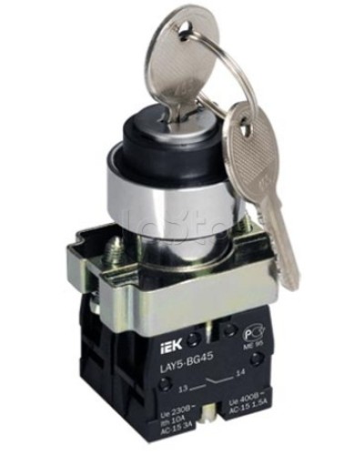Переключатель LAY5-BG45 на 2 положения с ключом без фиксации IEK BSW80-BG-2-K02 в Ессентуках Аксессуары для стоек и шкафов Pintop.ru