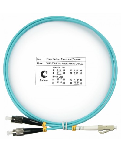Шнур оптичесикй duplex LC-FC 50/125 MM OM3 1 м LSZH Cabeus FOP-50-LC-FC-1M в Ессентуках Патч-корды оптические Pintop.ru