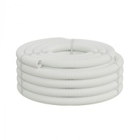 Труба ПП HF-FR гофрир. тяжелая, с зондом, без галогена, ПЛЛ 40мм Экопласт (61140HFR-W) - Труба ПП HF-FR гофрир. тяжелая, с зондом, без галогена, ПЛЛ диам.40мм ПВ-0 (20м) цвет белый 1 палл.=840м Экопласт