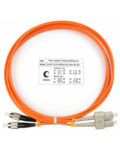 Шнур оптический duplex SC-FC 62,5/125 mm 2м LSZH Cabeus FOP-62-SC-FC-2m в Ессентуках Патч-корды оптические Pintop.ru
