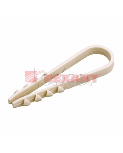 Дюбель-хомут 11-18, белый (100шт/уп) REXANT 07-4502 в Ессентуках Стяжки-хомуты Pintop.ru