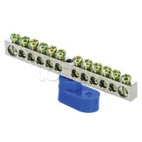 Шина "0" N (6x9мм) 12 отв. цинк синий угловой изолятор EKF PROxima (sn1-63-12-1)