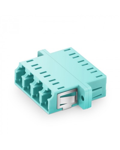 Оптический адаптер OM3, квадро LC, с фланцами, бирюзовый Eurolan (36A-30-4L-02AQ) в Ессентуках Проходные адаптеры и розетки оптические Pintop.ru