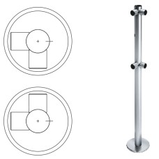 Стойка ограждения L-образная с отверстием под фиксатор, 2 муфты справа (антик серебро) Oxgard