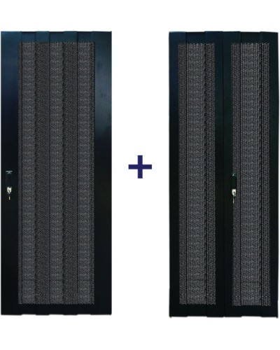 Комплект дверей 22U, 600 мм, черный, передняя - перфорированная, задняя - распашная перфорированная TWT TWT-CBB-DR22-6x-S-P1 в Ессентуках Аксессуары для стоек и шкафов Pintop.ru