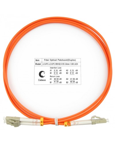Шнур оптический duplex LC-LC 62,5/125 mm 1,5м LSZH Cabeus FOP-62-LC-LC-1,5m в Ессентуках Патч-корды оптические Pintop.ru
