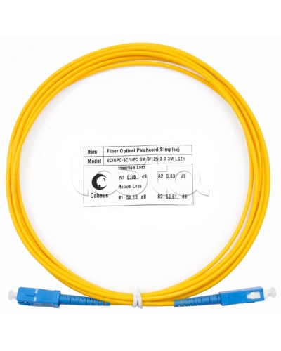 Патч-корд волоконно-оптический (шнур) SM 9/125 simplex SC-SC LSZH (3м) Cabeus FOP(s)-9-SC-SC-3m в Ессентуках Патч-корды оптические Pintop.ru