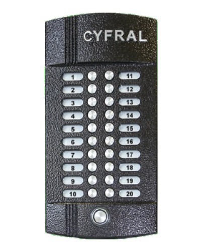 Блок вызова аудиодомофона на 20 абонентов Цифрал M-20M/T в Ессентуках Блоки вызова многоабонентные Pintop.ru