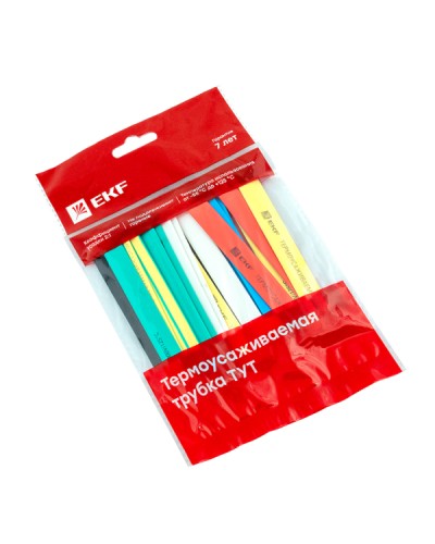Термоусаживаемая трубка ТУТ нг 8/4 набор:7 цветов по 3шт. 100мм. EKF PROxima (tut-n-8) в Ессентуках Аксессуары для кабель-канала Pintop.ru