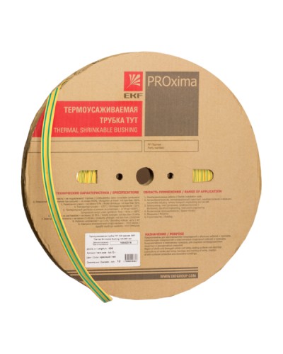 Термоусаживаемая трубка ТУТ нг 2/1 жел-зел рулон EKF PROxima (tut-2-yg) в Ессентуках Аксессуары для кабель-канала Pintop.ru