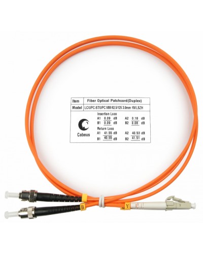 Шнур оптический duplex LC-ST 62,5/125 mm 1м LSZH Cabeus FOP-62-LC-ST-1m в Ессентуках Патч-корды оптические Pintop.ru
