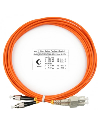 Шнур оптический duplex SC-FC 62,5/125 mm 3м LSZH Cabeus FOP-62-SC-FC-3m в Ессентуках Патч-корды оптические Pintop.ru