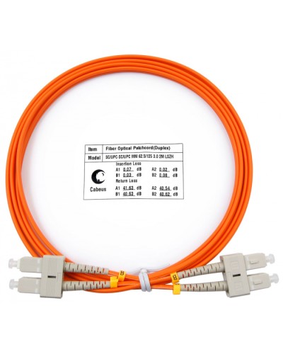 Шнур оптический duplex SC-SC 62,5/125 mm 2м LSZH Cabeus FOP-62-SC-SC-2m в Ессентуках Патч-корды оптические Pintop.ru