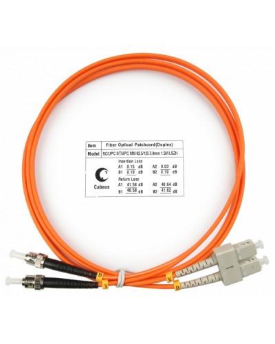Шнур оптический duplex SC-ST 62,5/125 mm 1,5м LSZH Cabeus FOP-62-SC-ST-1,5m в Ессентуках Патч-корды оптические Pintop.ru
