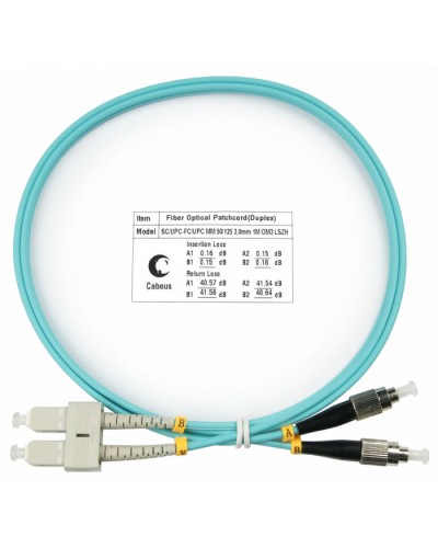 Шнур оптический duplex SC-FC 50/125 mm OM3 1м LSZH Cabeus FOP-50-SC-FC-1m в Ессентуках Патч-корды и пигтейлы Pintop.ru