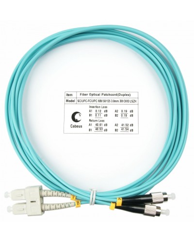 Шнур оптический duplex SC-FC 50/125 mm OM3 3м LSZH Cabeus FOP-50-SC-FC-3m в Ессентуках Патч-корды и пигтейлы Pintop.ru