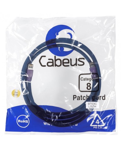 Патч-корд S/FTP Cabeus PC-SSTP-RJ45-Cat.8-2m-LSZH в Ессентуках Патчкорды (медные) Pintop.ru