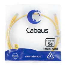 Патч-корд UTP, категория 5e, 1 м, неэкранированный, желтый Cabeus PC-UTP-RJ45-Cat.5e-1m-YL
