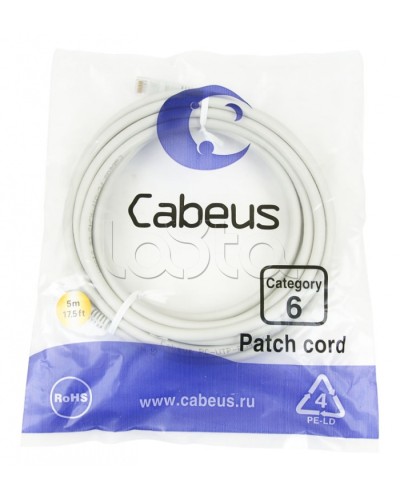 Шнур коммутационный 2xRJ-45/8P8C U/UTP кат.6 (5 м) Cabeus PC-UTP-RJ45-Cat.6-5m в Ессентуках Патчкорды (медные) Pintop.ru