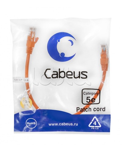 Патч-корд медный U/UTP кат.5е (0,3м) LSZH (оранжевый) Cabeus (PC-UTP-RJ45-Cat.5e-0.3m-OR-LSZH) в Ессентуках Патчкорды (медные) Pintop.ru