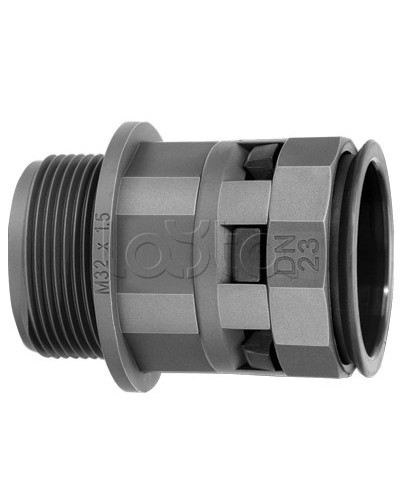 Муфта труба-коробка DN 48 мм, М63х1,5, полиамид, цвет черный DKC PAM48M63N в Ессентуках Повороты, муфты, тройники Pintop.ru