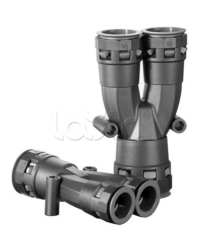 Разветвитель DN 1х36 + 2х29 мм, полиамид, цвет черный DKC PAY362929N в Ессентуках Повороты, муфты, тройники Pintop.ru