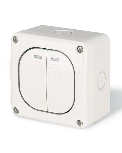 Выключатель однополюсный, двухклавишный, настенный DKC DIS1375022 в Ессентуках Аксессуары для стоек и шкафов Pintop.ru