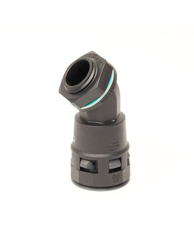 Монтажный комплект муфта 45 грд. труба-коробка DN 12 мм, М16х1,5, полиамид, цвет черный DKC PACL12M16N в Ессентуках Повороты, муфты, тройники Pintop.ru