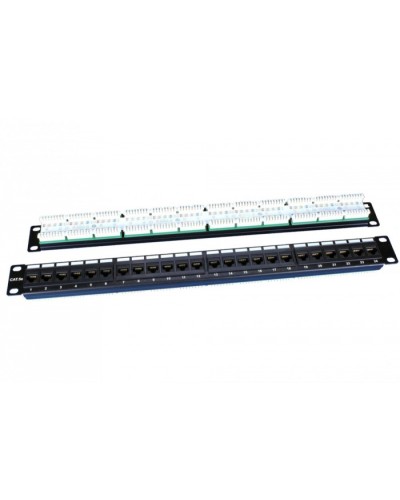 Патч-панель 19, 1U, 24 порта RJ-45, категория 5e, Dual IDC, ROHS, цвет черный Hyperline PP3-19-24-8P8C-C5E-110D в Ессентуках Патч панель Pintop.ru