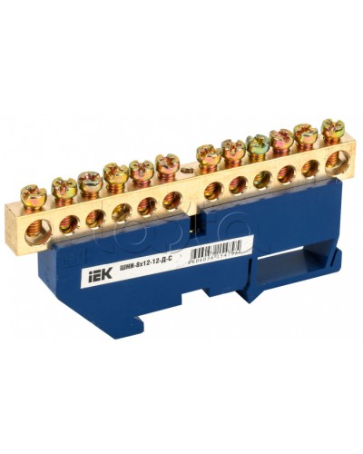 Шина N ноль на DIN-изоляторе ШНИ-8х12-12-Д-С IEK (YNN10-812-12D-K07) в Ессентуках Клеммные колодки Pintop.ru