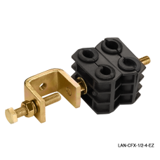 Комплект крепления для 4-х коаксиальных кабелей диаметром 3/8-1/2", со струбциной LANMASTER LAN-CFX-1/2-4-EZ