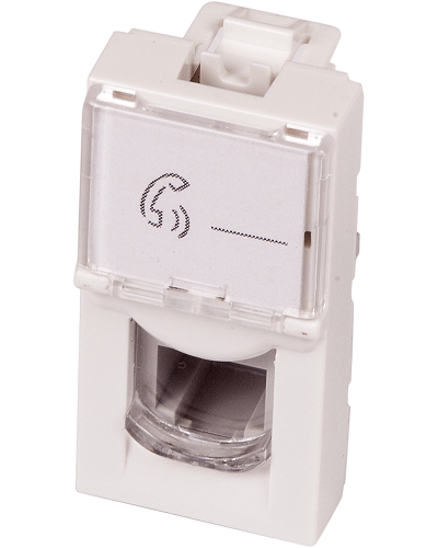 Вставка Mosaic 22.5x45, RJ-11, со шторкой и увеличенным окном маркировки, белая LANMASTER LAN-SIP-22TEL-WH в Ессентуках Коммутационные изделия Pintop.ru
