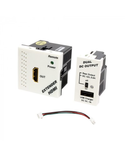 Конвертор RJ45-HDMI, приемник + БП формата Mosaic, 45x45мм + 22.5х45мм, белые LANMASTER (LAN-SIP-23HDMI/RX-WH) в Ессентуках Медиаконвертеры Pintop.ru