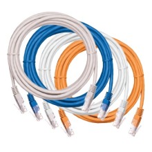 Шнур коммутационный NETLAN U/UTP 4 пары, Кат.5е (Класс D), 100МГц, 2хRJ45/8P8C, T568B, заливной, многожильный, BC (чистая медь), PVC нг(B), синий, 1м, уп-ка 10шт. NETLAN EC-PC4UD55B-BC-PVC-010-BL-10