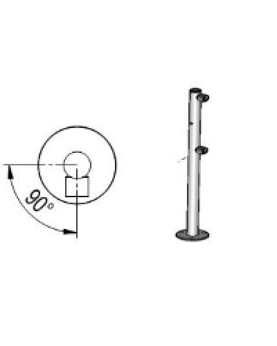 Стойка ограждения с отверстием под фиксатор L-образная, 2 муфты справа Oxgard Стойка ограждения с отверстием под фиксатор L-образная, 2 муфты справа (ВЗР 1996.09.62) в Ессентуках Ограждения Pintop.ru