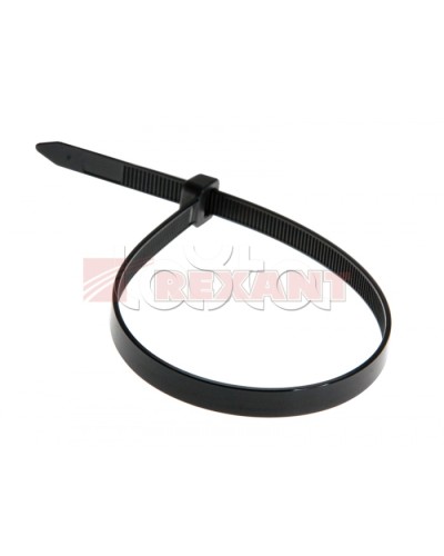 Хомут-стяжка нейлоновый, широкий 8х300 мм чёрный (100шт/уп) REXANT 07-0303 в Ессентуках Стяжки-хомуты Pintop.ru
