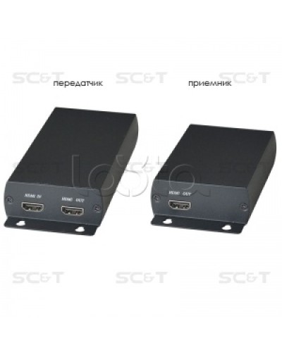 Комплект (передатчик + приёмник) для передачи HDMI по одному кабелю витой пары SC&T HE03 в Ессентуках Видеоусилители, Модуляторы, Делители Pintop.ru