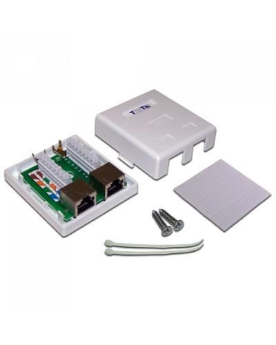 Настенная розетка, 2 порта RJ-45 категории 6, STP, белая TWT (TWT-SM2-4545/S6-WH) в Ессентуках Розетки компьютерные и телефонные Pintop.ru