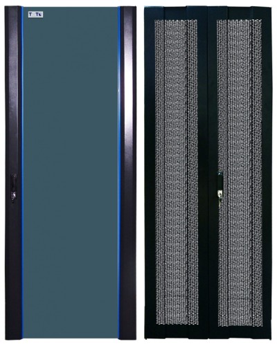 Комплект дверей 42U, 600 мм, черный, передняя - стекло, задняя - распашная перфорированна TWT TWT-CBB-DR42-6x-S-GP в Ессентуках Аксессуары для стоек и шкафов Pintop.ru