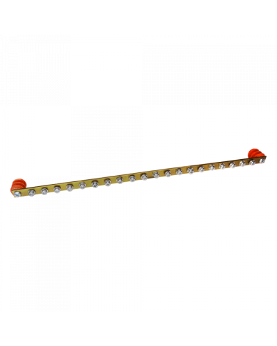 Шина заземления 19, медная 482х15х3 мм, 20 контактов TWT (TWT-EBARH-1U-15x3/20) в Ессентуках Аксессуары для стоек и шкафов Pintop.ru